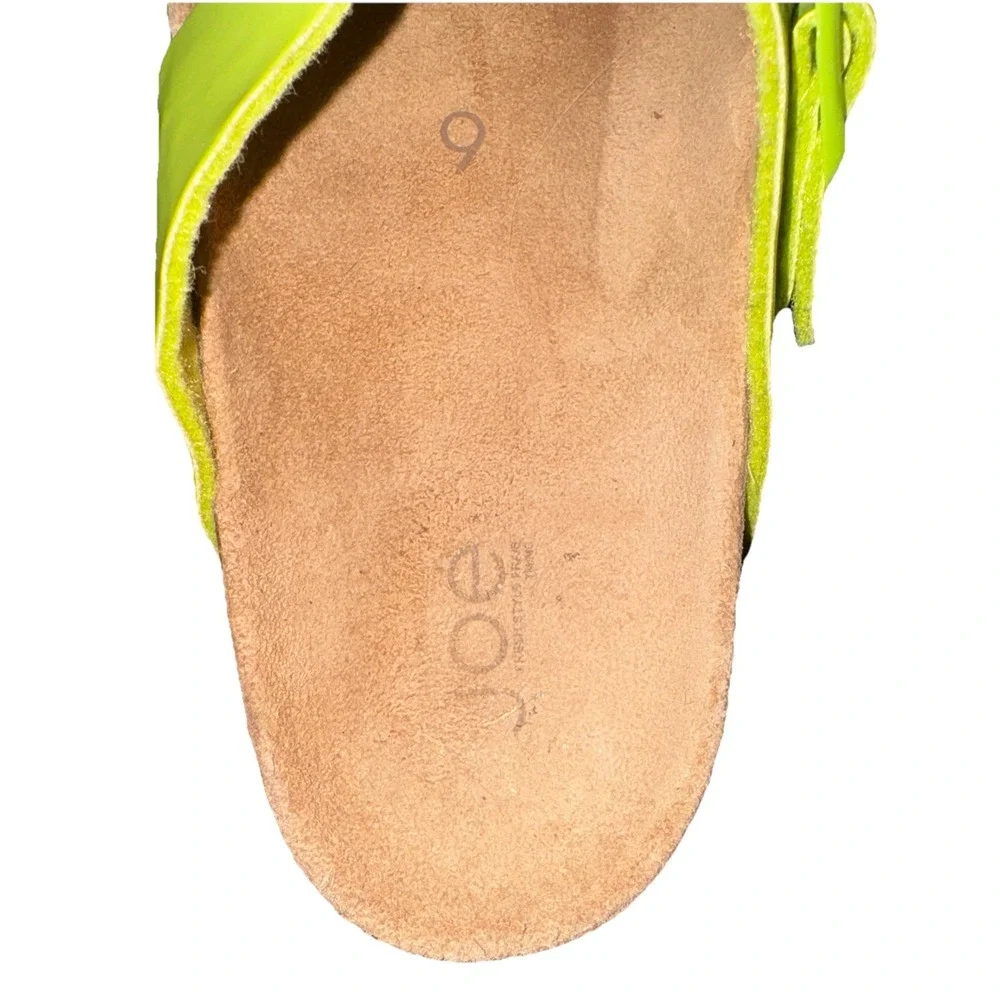Joe Fresh Cork Footbed Sandals Buckle Toe Post Comfort Neon Green Women's 9